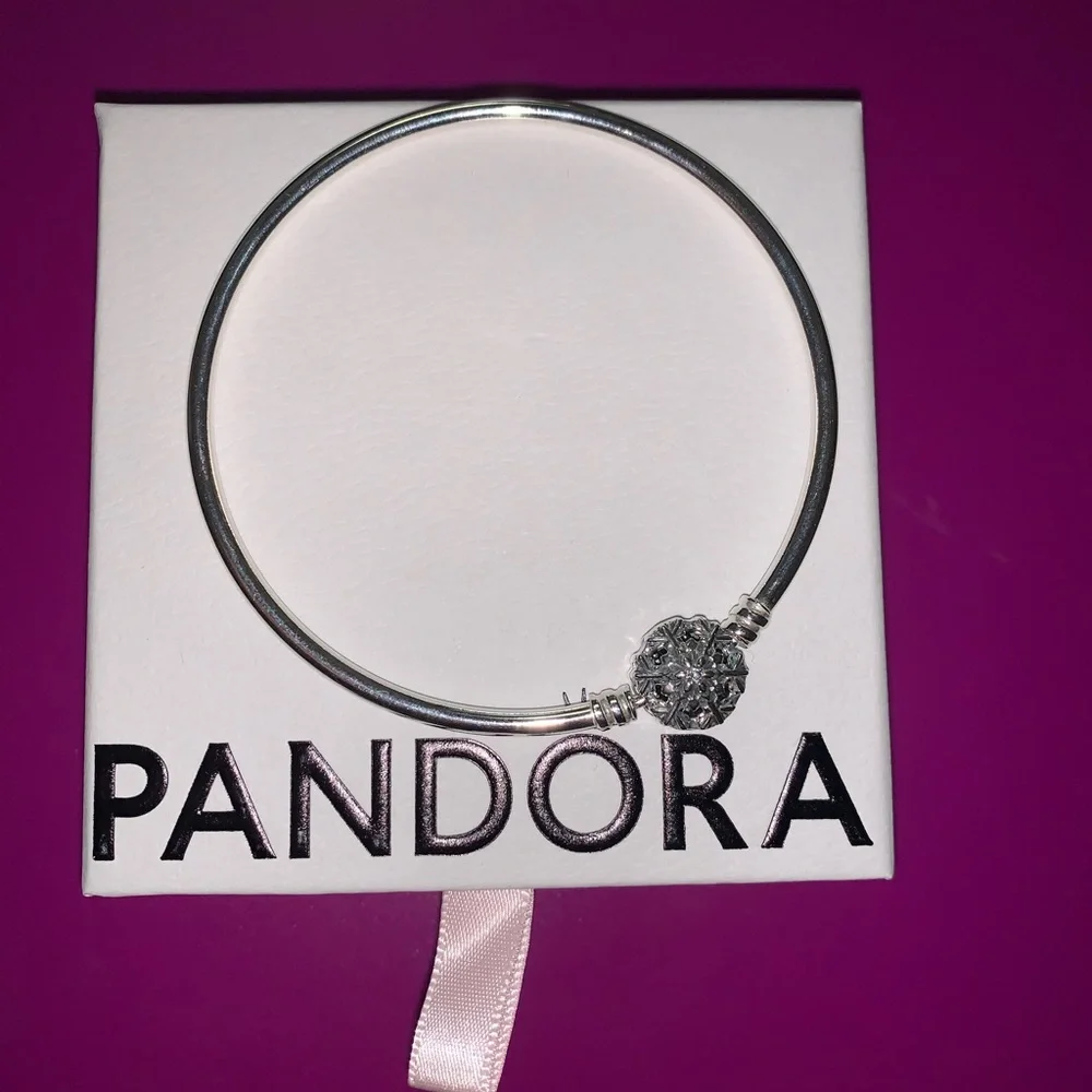Pandora Silver Bangle with Signature Clasp - Picture 1 of 6
